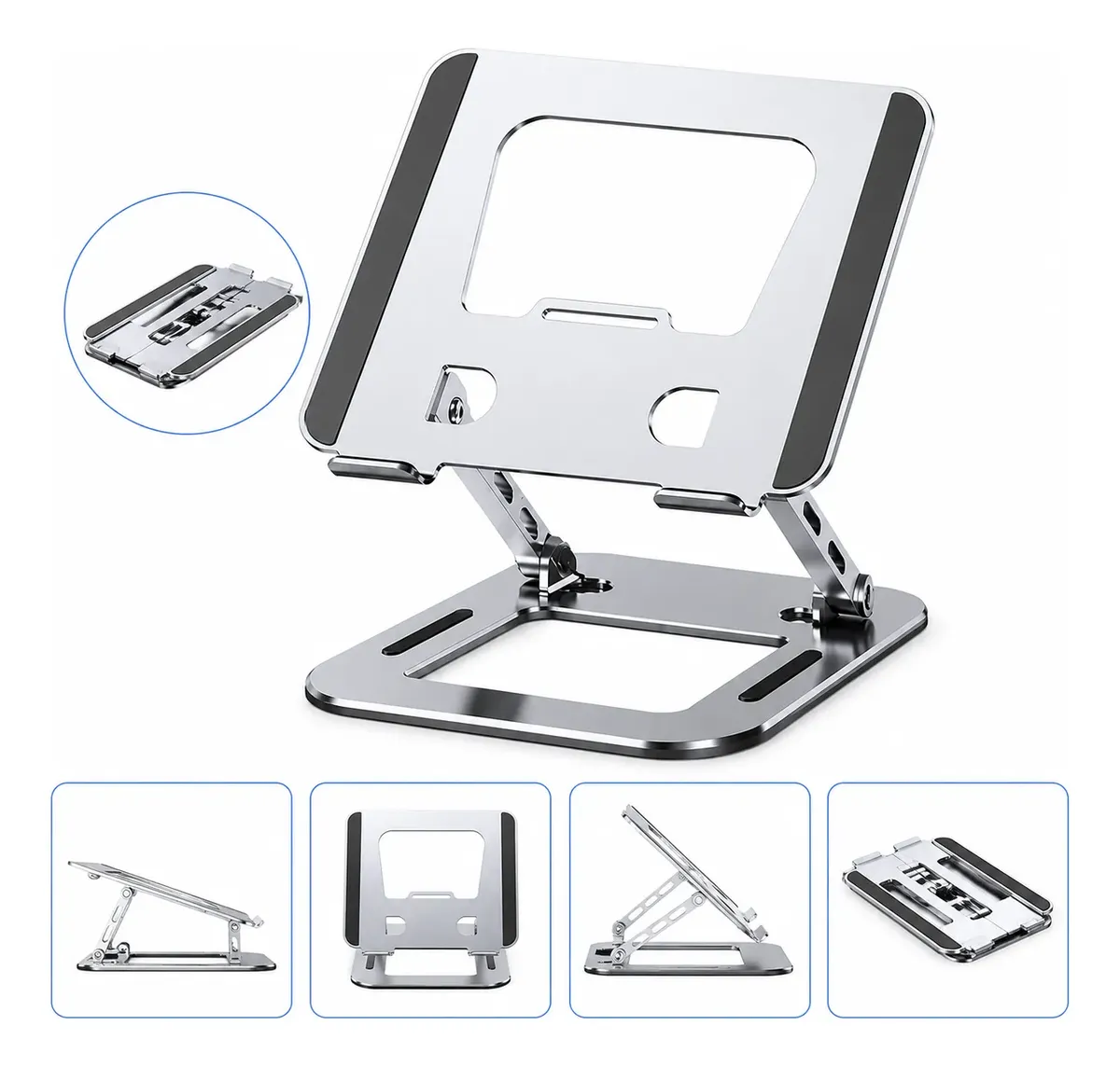 Suporte Para Notebook Em Metal Ajustável Ergonômico Dobrável - Imagem 4