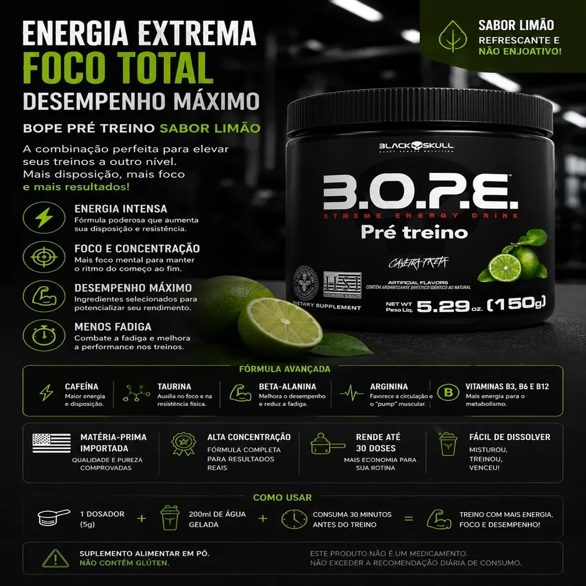 Pré Treino Bope 150g - Black Skull - Imagem 4