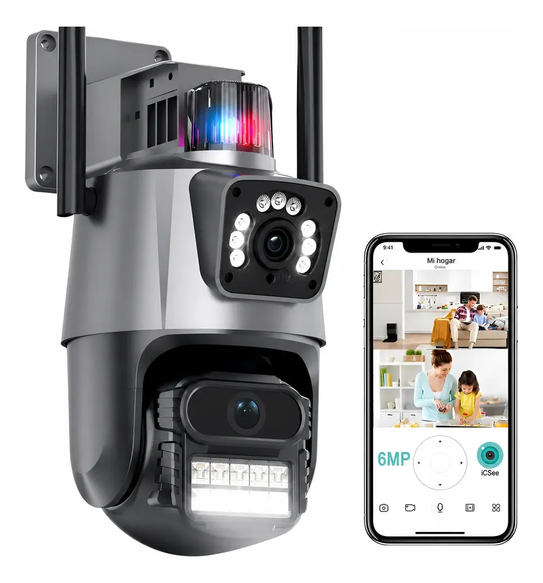 Câmera Segurança Externa Wi-Fi Lente Dupla 4K 6MP Sirene Policial