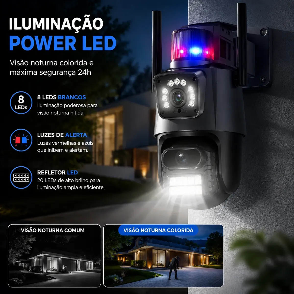 Câmera Segurança Externa Wi-Fi Lente Dupla 4K 6MP Sirene Policial - Imagem 6