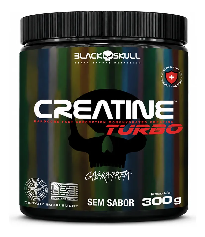 Creatina em Pó Black Skull Turbo Sem Sabor 300g