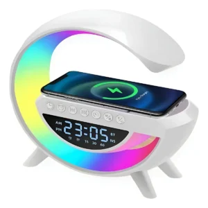 Luminária G Speaker RGB Bluetooth Carregador por Indução Relógio