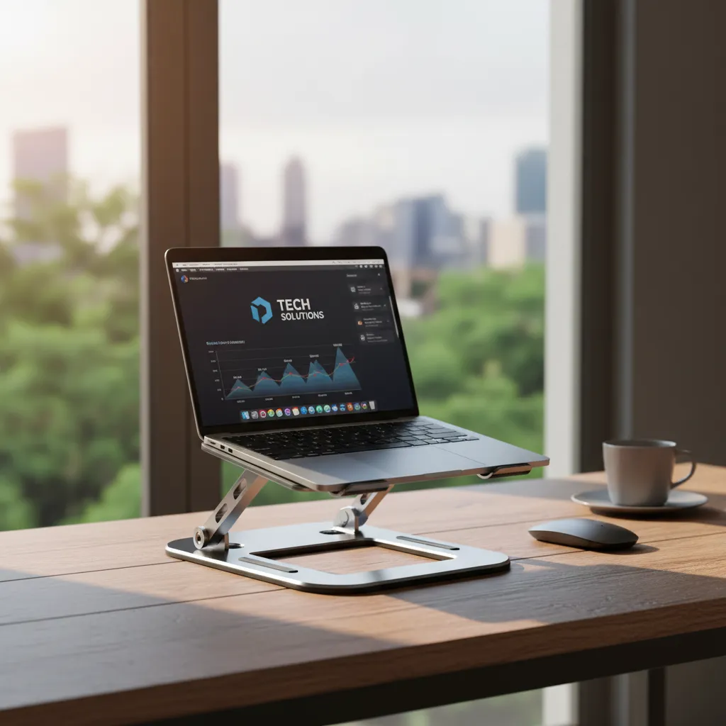 Suporte Para Notebook Em Metal Ajustável Ergonômico Dobrável - Imagem 2