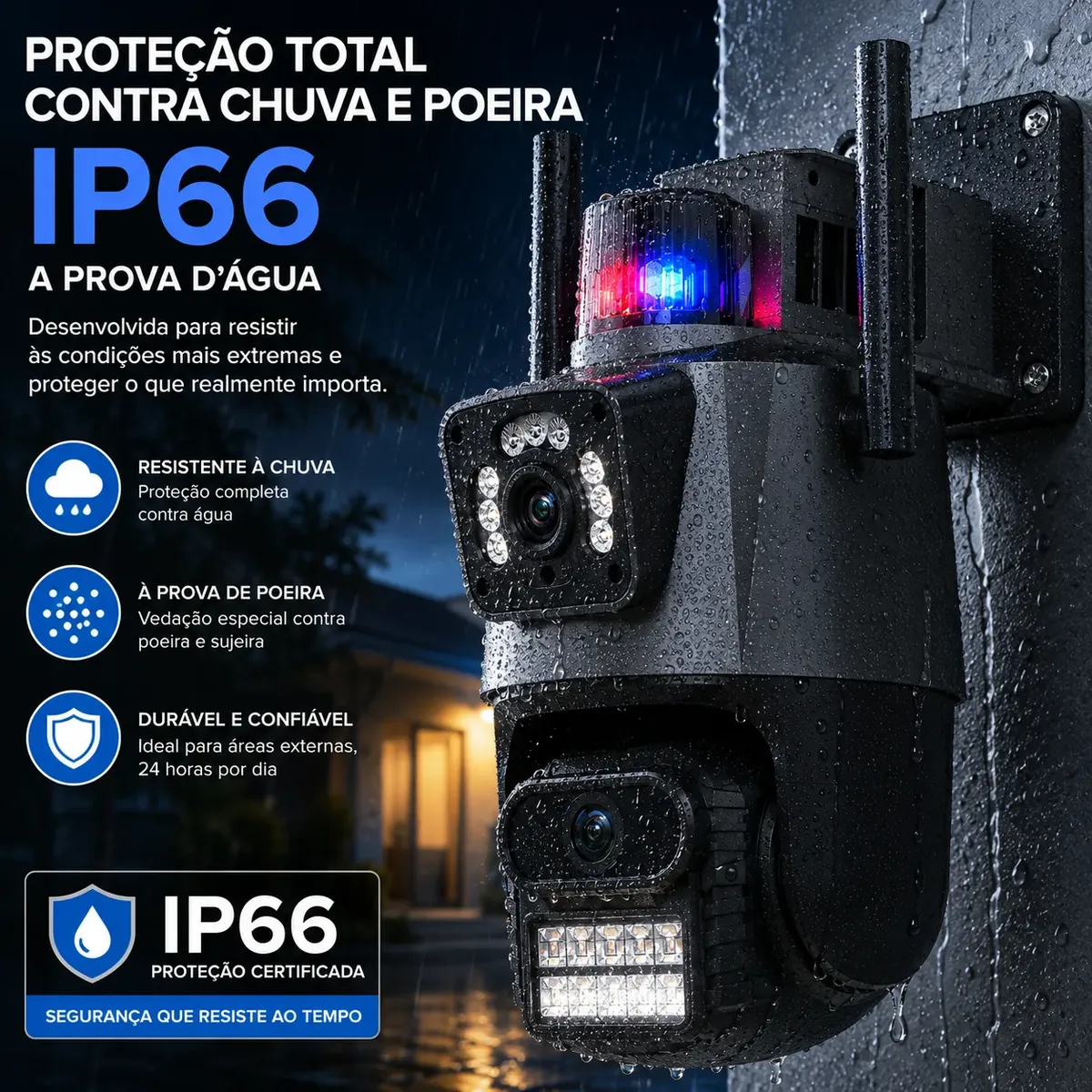 Câmera Segurança Externa Wi-Fi Lente Dupla 4K 6MP Sirene Policial - Imagem 5