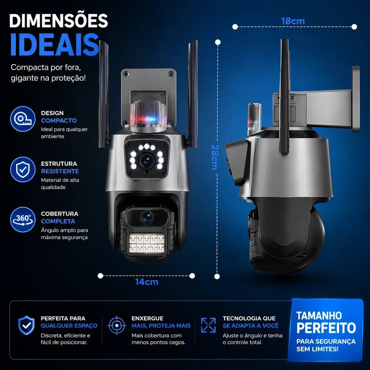 Câmera Segurança Externa Wi-Fi Lente Dupla 4K 6MP Sirene Policial - Imagem 3