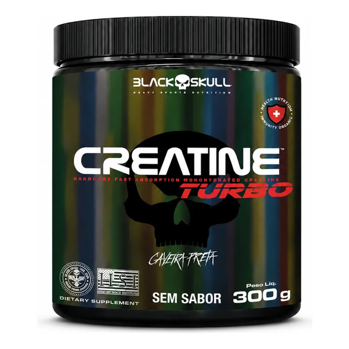 Creatina em Pó Black Skull Turbo Sem Sabor 300g