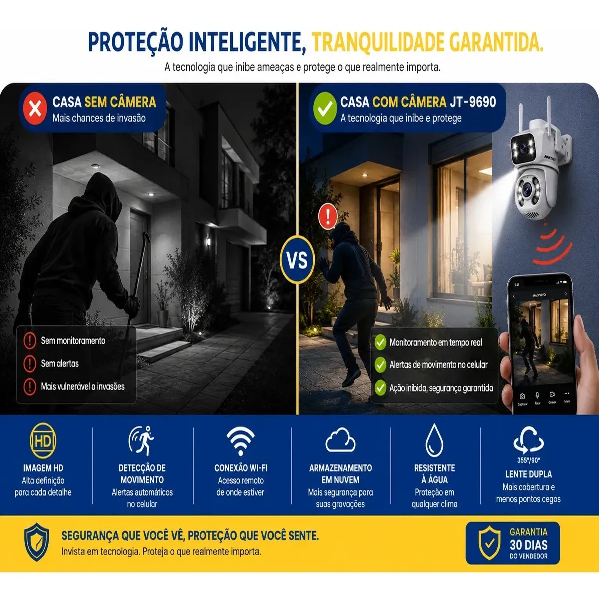 Câmera Segurança Externa Jortan Wi-Fi Lente Dupla Auto Tracking - Imagem 6