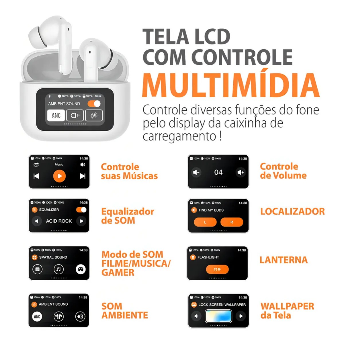 Fone de Ouvido Altomex A607 PRO Max Bluetooth com Tela e ANC - Imagem 3