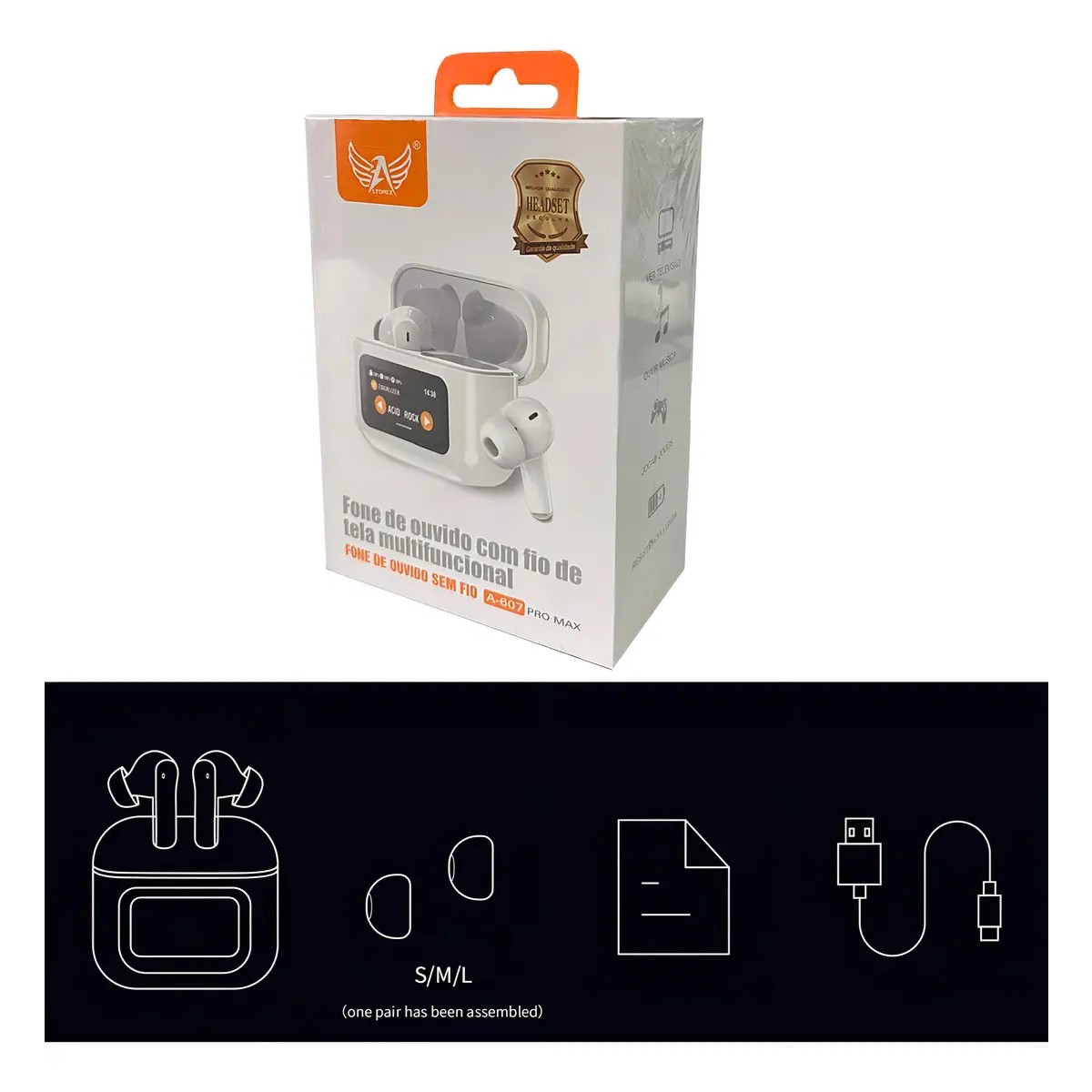 Fone de Ouvido Altomex A607 PRO Max Bluetooth com Tela e ANC - Imagem 5