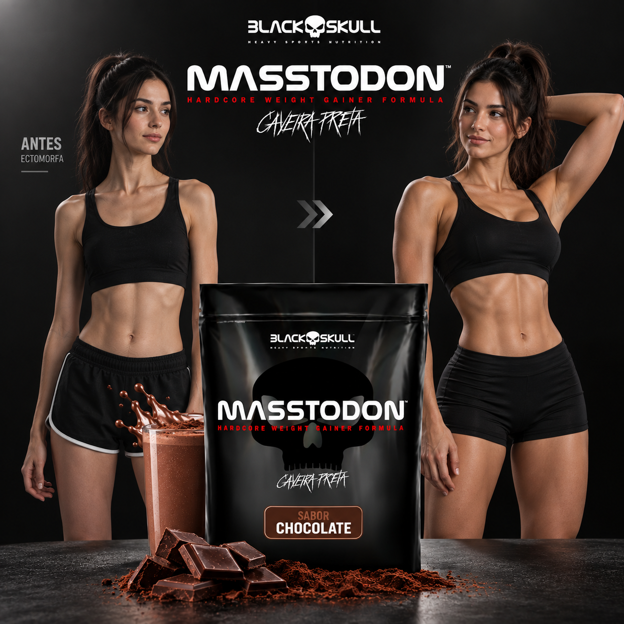 MassTodon 3kg Black Skull Hardcore Weight Gainer Hipercalórico - ganho de massa - Imagem 5