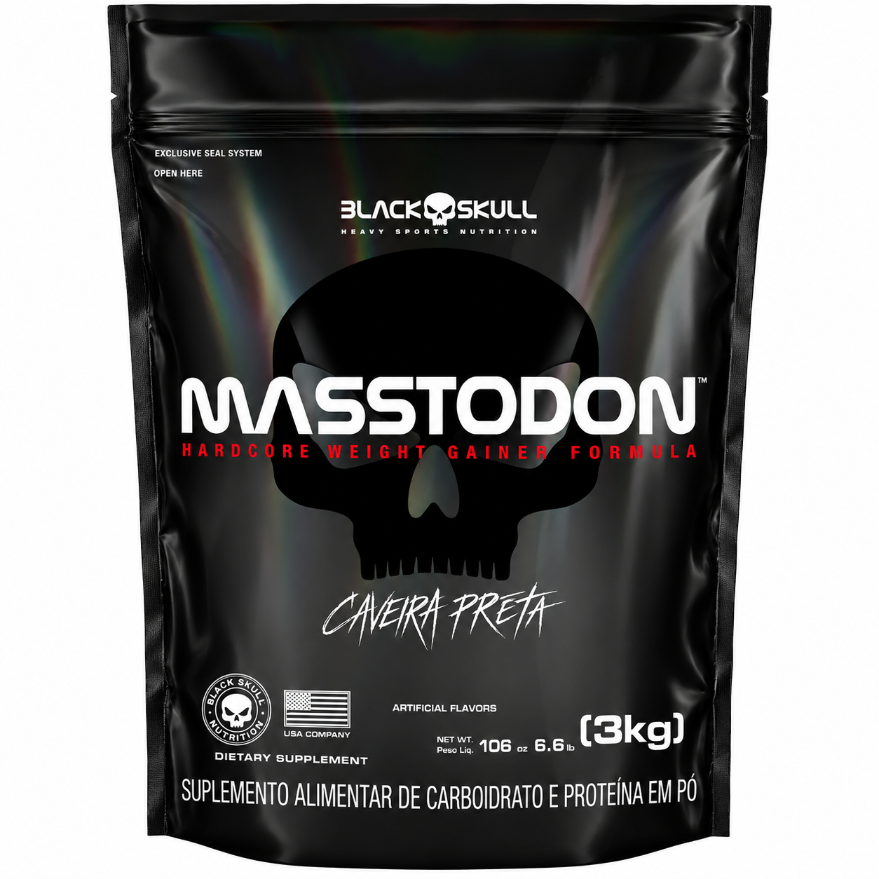 MassTodon 3kg Black Skull  Hardcore Weight Gainer Hipercalórico - ganho de massa